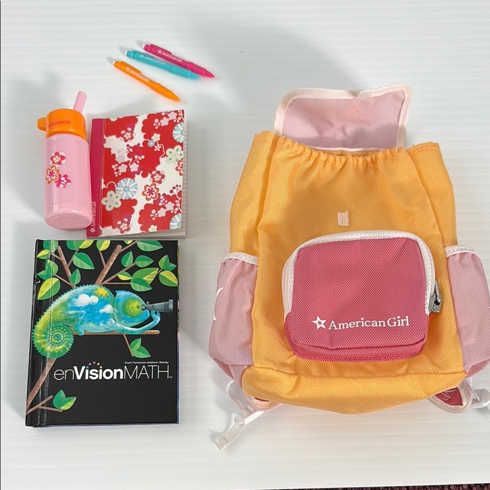 American Girl Pink and Yellow Backpack Set for 18” doll.